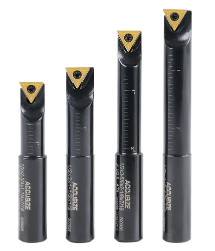 Vista 4 de Accusize Industrial Tools Juego de 4 barras de mandrinar indexables de vástago redondo de 1/2 pulgadas con inserciones de carburo Tcmt21.50, 90