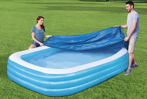 Vista 5 de Cubierta rectangular para piscina, cubiertas de piscina sobre el suelo, cubierta inflable para centros de natación, tamaño 120 x 72 pulgadas