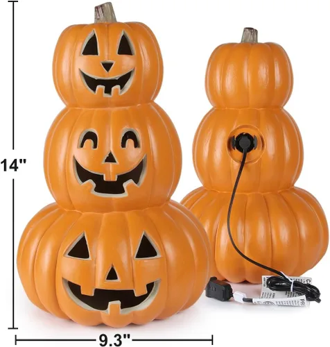 Vista 6 de Jack-o-Linterna - Linterna encendida Jack O - Linterna de calabaza preiluminada con cordón certificado ETL y 2 fusibles - 6 tamaños Perfecto