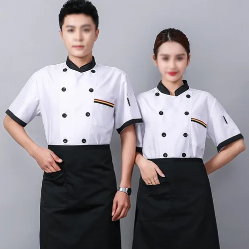 Vista 2 de Chef Coat Short Sleeve for Men, Womens Unisex Chef Shirt Buttons Classic Shirt Food Service Jacket