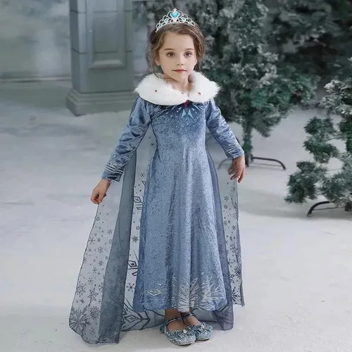 Vista 9 de Disfraz de princesa Elsa Frozen de terciopelo con accesorios