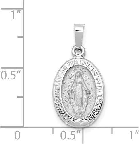 Vista 4 de Diamond2Deal Colgante de medalla milagrosa de oro blanco de 14 quilates, pulido y satinado, joyería fina para mujer (L- 0.906in, W- 0.472in), Oro