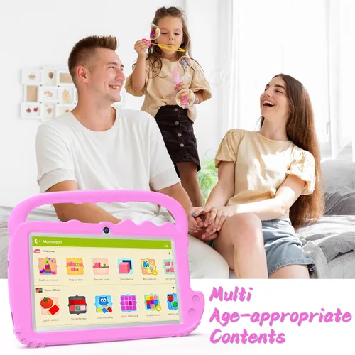 Vista 5 de YQSAVIOR Tableta para niños de 7 pulgadas para niños, Android, 2 GB de RAM, WiFi, preinstalada, control de padres, educación, educación, cámara