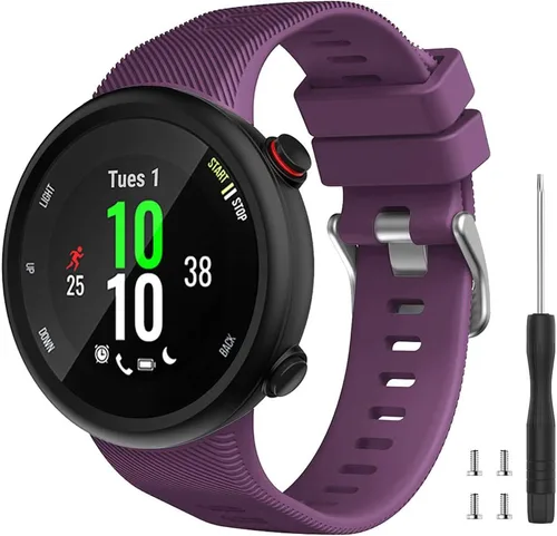 Vista 18 de Compatible con Garmin Forerunner 45, correa de repuesto deportiva de silicona suave, pulsera de fitness para Garmin Forerunner 45 Smartwatch Negro
