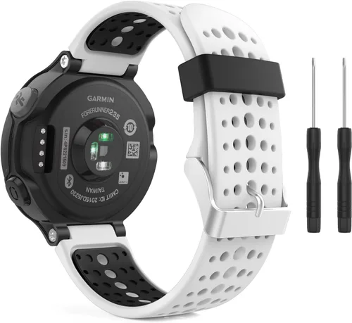 Vista 9 de MoKo, banda ajustable de silicona suave, repuesto de correa para Garmin Forerunner 235 Negro y negro
