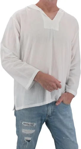 Vista 3 de Sudadera con capucha para hombre, estilo hippie, para playa, 100% algodón suave, para yoga, estilo bohemio