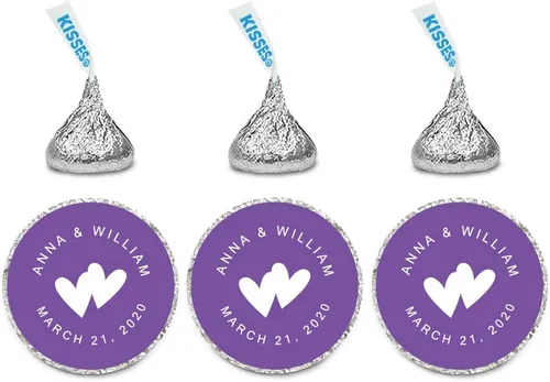 Vista 9 de Andaz Press Etiquetas personalizadas de gota de chocolate para boda, nombres y fecha redondos, turquesa aguamarina, paquete de 240, personalizadas