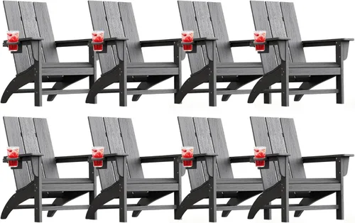 Vista 32 de Silla Adirondack moderna, sillas de patio de plástico HDPE para todo tipo de clima, silla para hoguera, sillas de césped al aire libre para terraza
