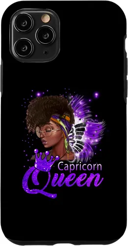 Vista 13 de iPhone 11 Purple Capricornio Queen African American Woman Dec Jan Case