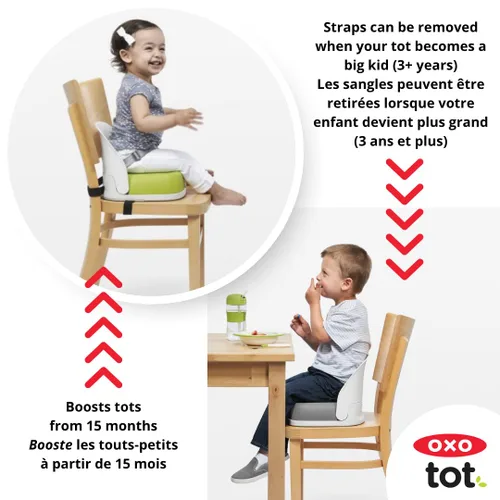 Vista 3 de Asiento elevador con correas para niños de Oxo Tot , Gris