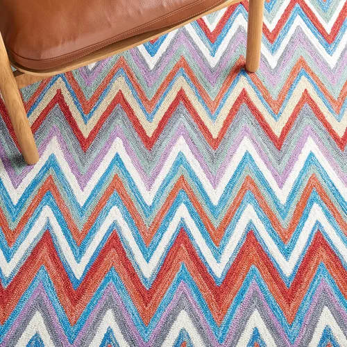 Vista 8 de SAFAVIEH Aspen Collection - Alfombra de pasillo de 2 pies 3 pulgadas x 9 pies, color rojo y marfil, lana cheurón bohemia hecha a mano, ideal