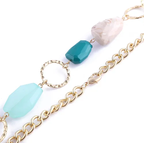 Vista 4 de Bocar Fashion - Juego de collar y pendientes largos de cristal grueso para mujer