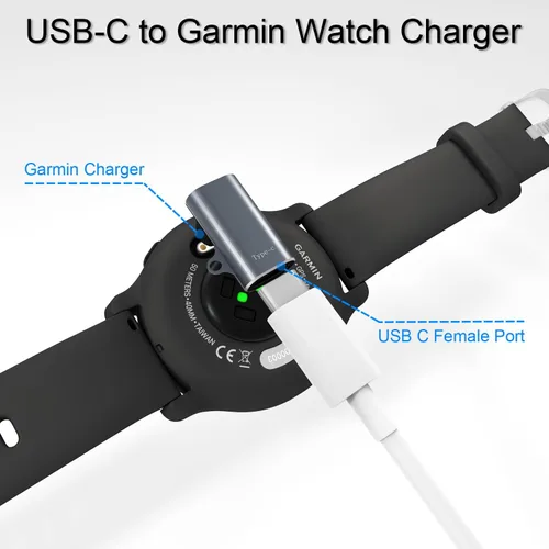 Vista 2 de Cargador USB-C para Garmin Watch, paquete de 3, adaptador de cable de carga USBC