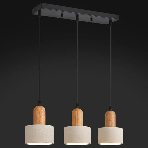 Vista 13 de Luces Colgantes Modernas de Cemento Gris Araña Lámparas de Techo de Madera para Isla de Cocina Dormitorio Comedor Sala de Estar Bar (Paquete de 2)