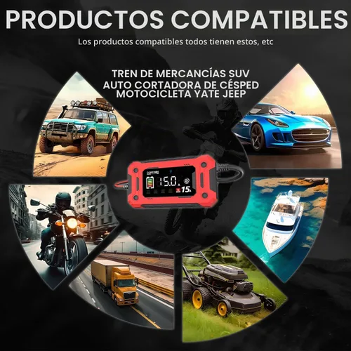 Vista 6 de COREBOX Cargador de batería de 15 amperios y 12 V, cargador automático inteligente de batería, desulfatador de mantenimiento de batería