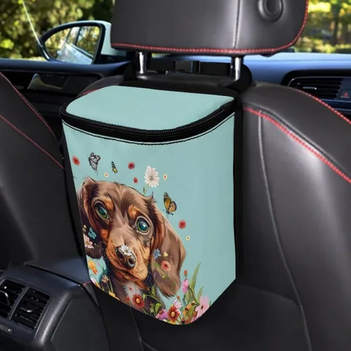 Vista 17 de Talayituse Cubo de basura portátil con estampado de camuflaje de bandera estadounidense, accesorios interiores de vehículos multifuncionales
