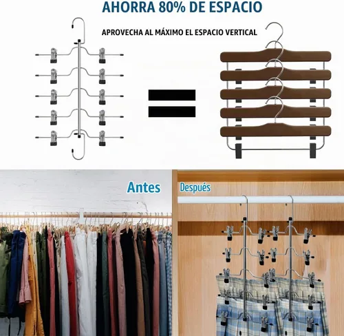 Vista 6 de Paquete de 3 perchas para faldas que ahorran espacio, colgador de falda de 3 paquetes de perchas de metal para faldas