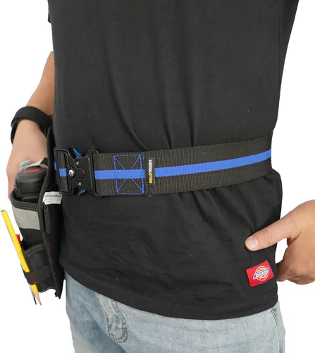 Vista 9 de MELOTOUGH Cinturón de herramientas de trabajo de nailon de 2 pulgadas para hombres (negro) + cinturón de herramientas de liberación rápida (azul)