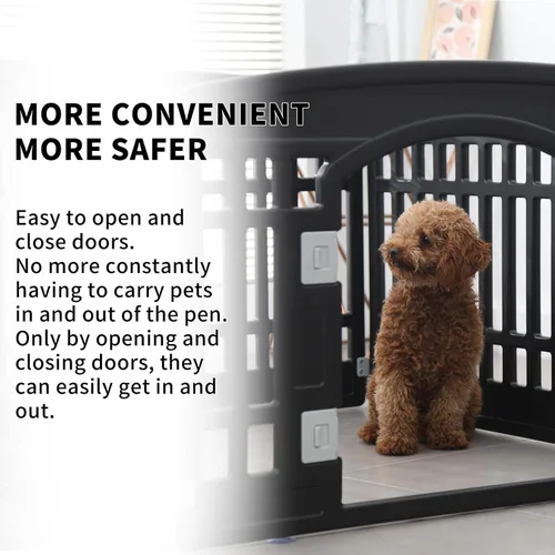 Vista 6 de Corralito plegable para mascotas, puerta para perros, plástico resistente, corral de ejercicio para cachorros, cerca para mascotas pequeñas, jaula