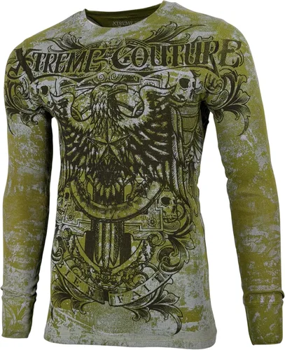 Vista 5 de Xtreme Couture by Affliction - Camisa térmica de manga larga para hombre Verde militar (Patrón)