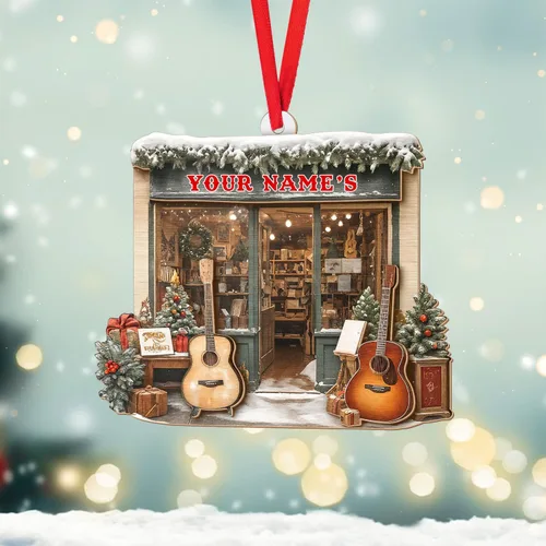 Vista 13 de MoonArt Adorno personalizado de guitarra de piano, nota musical de piano, adorno con forma de madera acrílica, regalo para amantes de la guitarra