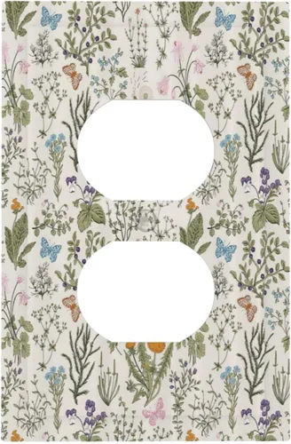 Vista 98 de William Morris Floral Boho Azul Medianoche Azul Bohemio Flor 1 Banda Dúplex Cubierta de Salida Decorativa Receptáculo Único Interruptor Eléctrico