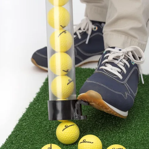 Vista 2 de ALMOSTGOLF Palo de práctica – Tubo de pelo largo con liberación de pelota, 24 pelotas de golf de práctica de vuelo limitado incluidas – Fabricado