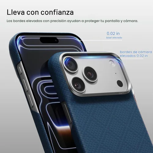Vista 5 de pitaka Funda para iPhone Pro de 6.3" con sensación sin funda, azul abismo Abyss Blue (Argyle)