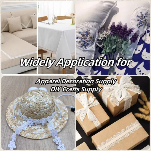 Vista 6 de Cinta de encaje bordada con patrón de corazón de 0.5 in, borde de ganchillo para manualidades de costura, decoración del hogar, accesorios de ropa