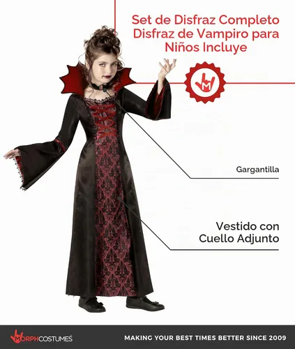 Vista 2 de Morph, Disfraz de vampiro para niñas, disfraces de Halloween para niños