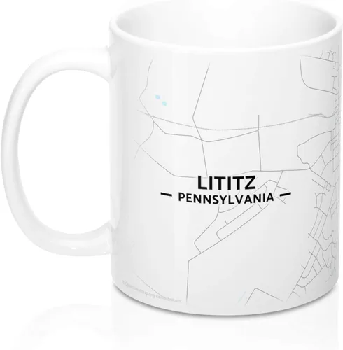 Vista 3 de Lititz, Pennsylvania PA Map Mug (11 oz)