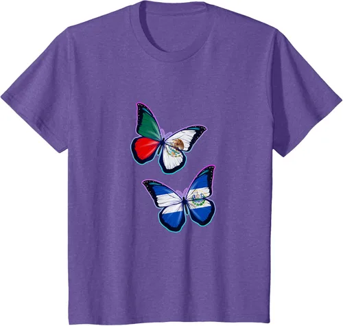 Vista 44 de Raíces biculturales de El Salvador y México. Versión mariposa Camiseta, Negro