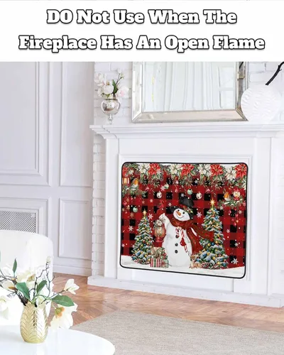 Vista 32 de Cubierta magnética azul para chimenea, detiene la pérdida de calor, pantalla de chimenea para interiores, bolas de gnomos de Navidad, árbol de copo