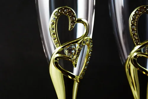 Vista 5 de Cuchillo de cristal para tostar de boda de oro y servidor de pastel de boda grabado personalizado