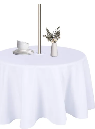Vista 37 de LUSHVIDA Mantel cuadrado para exteriores con agujero para sombrilla y cremallera, 54 x 54 pulgadas, color negro, lavable, impermeable, a prueba