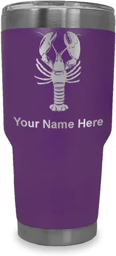 Vista 25 de LaserGram Vaso aislado al vacío de 20 onzas, langosta, grabado personalizado incluido (negro)