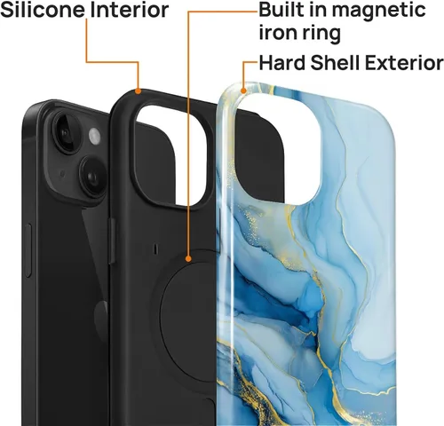Vista 3 de Funda Compatible con iPhone 13/14 [Compatible con MagSafe] Protección de Doble Capa de Cáscara Dura Híbrida, Funda Magnética Protectora a Prueba