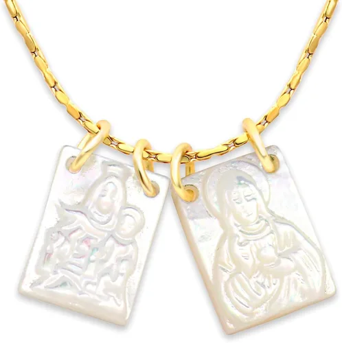 Vista 13 de Collar con Escapulario Católico - Escapulario de la Virgen del Carmen - Colgante de la Virgen María - Joyería de Escapularios Católicos
