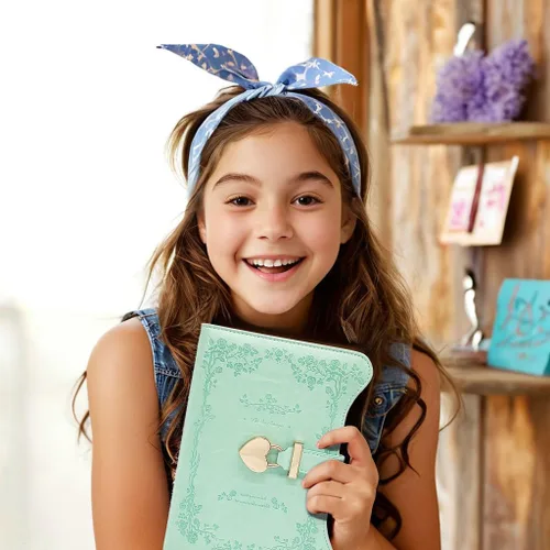 Vista 8 de Hoci Poci Agenda con candado y llaves para niñas, ideas de regalo para niñas, diario de 360 páginas con bordes dorados para mujeres, cuaderno