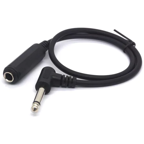 Vista 4 de Cable de ángulo recto 6.35 macho a hembra, cable de extensión de auriculares TRS estéreo 1/4 para guitarra AMP sintetizadores amplificador altavoz