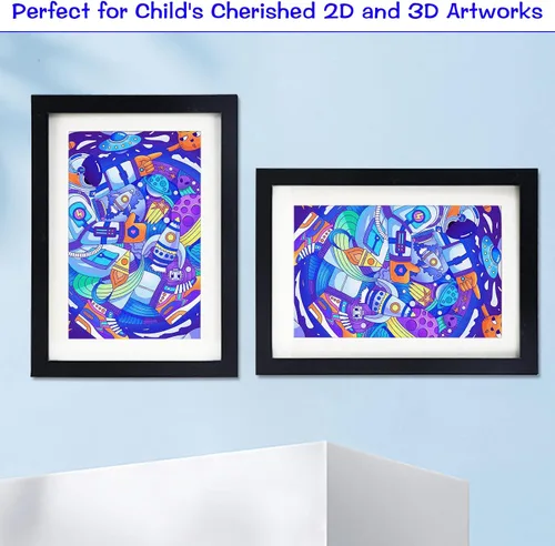 Vista 3 de Marco de arte para niños, marco de fotos con soporte de escritorio con apertura frontal, marcos de obras de arte para niños, marcos de fotos A4