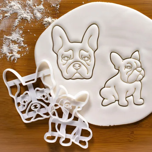 Vista 2 de Juego de 2 cortadores de galletas Bulldog Francés (Diseños: Cuerpo y Cara), 2 piezas - Bakerlogy