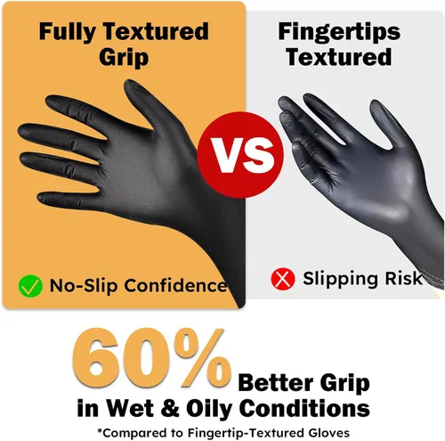 Vista 4 de Guantes de nitrilo,Grado alimenticio,Sin látex/polvo,Guantes desechables azules de grado profesional