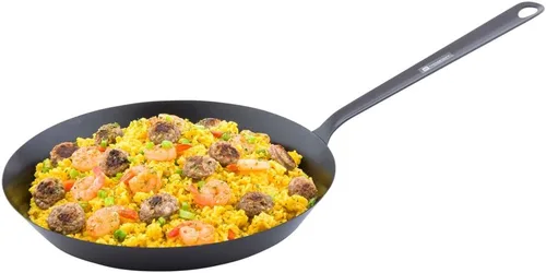 Vista 6 de Restaurantware Sartén redonda de 8 pulgadas, 1 sartén antiadherente, mango soldado, sartén de acero al carbono negro, utensilios de cocina