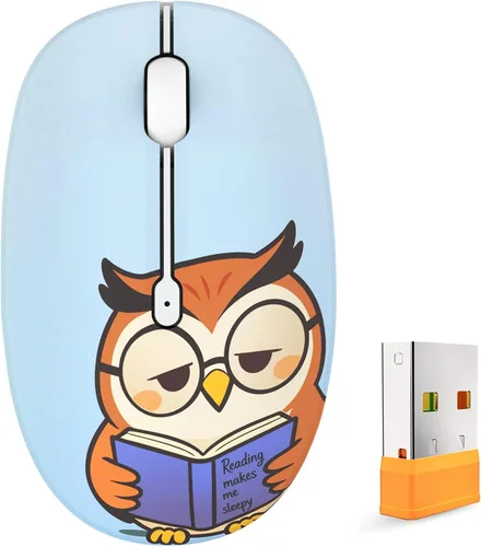 Vista 20 de FMOUSE Bonito mouse inalámbrico, Bluetooth y modo dual de 2.4 GHz con receptor USB, clic silencioso, alimentado por batería AA, para niños, Niña