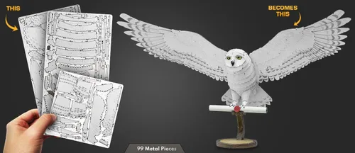 Vista 4 de Fascinations Metal Earth Premium Series Harry Potter Hedwig 3D Kit de modelo de metal con pinzas