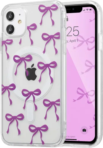 Vista 68 de UEEBAI - Funda magnética para iPhone 11, diseño de lazo, compatible con MagSafe, funda transparente delgada inalámbrica, antiamarilleo, a prueba