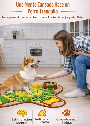 Vista 6 de HOPET Tapete de olfateo para perros de raza grande, 28.3''x28.3'' tapete interactivo tipo rompecabezas para comida de perros, fácil de limpiar