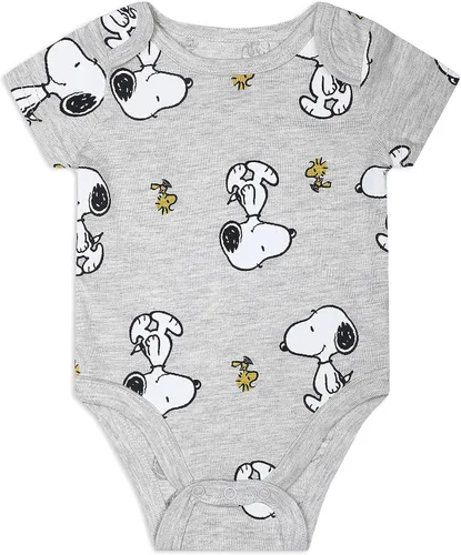 Vista 2 de Peanuts Snoopy - Paquete de 4 mamelucos de manga corta para recién nacidos y bebés