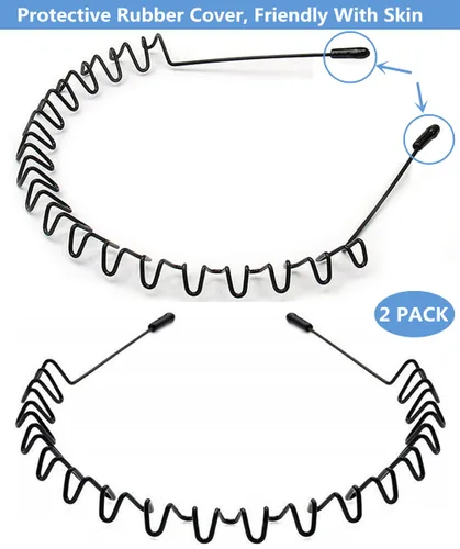 Vista 6 de bodbop XINGZHE Diadema de metal para el cabello, unisex, elástica, antideslizante, ondulada, para deportes, moda, 2